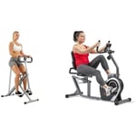 Sunny Health & Fitness Exercise Bikes, Magnetic Recumbent Bike, Stationary Cycling Bike SF-RB4616S and Squat Assist Upright Row-N-Ride Rowing Machine - NO.077S