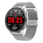 KYLN Smart Watch Men Women ECG SmartWatch Heart Rate Monitor Full Round Touch Smart Watch IP68 Fitness Tracker Bracelet-Silver_Steel