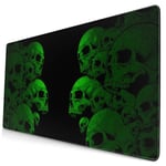 DSVEWQ Two Piles of Green Skull Heads Extended Gaming Mouse Keyboard Pad with Stitched Edges 15.8 X 29.5 Inch Non-Slip Rubber Base Office & Home Large Mousepad Desk Mat Mouse Pad