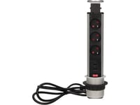 Orno Furniture Socket, 3X250v Ac Sliding Out From The Top With A Usb Charger, A Lock And A 1.8M Silver Cable