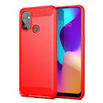SCL Case for OnePlus Nord N100 Case OnePlus Nord N100 Case [Red], Carbon Fibre Effect Gel Grip Protection Cover [Anti Scratch][Anti Collision] Compatible with OnePlus Nord N100