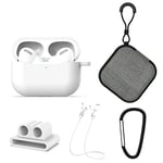 Nobrand SyFor AirPods Pro 5 in 1 Silicone Earphone Protective Case + Earphone Bag + Earphones Buckle + Hook + Anti-lost Rope Set(Black) wangmeng (Color : White)