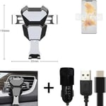  For Huawei Mate 50 Pro Airvent mount + CHARGER holder cradle bracket car clamp