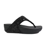 Fitflop Lulu Glitter | Black | Womens Toe Post Non Slip Lined Rubber Sandals