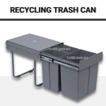 HOMCOM Recycle Waste Bin 40L Sorter Kitchen Recycle Waste Bin Pull ABS Silver