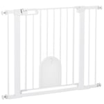 75-103 cm Pet Safety Gate Pressure Fit Stair w/ Small Door Double Locking