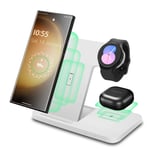 3In1 Wireless Charger Charging Dock For Samsung Galaxy Watch Buds S23 S22 White