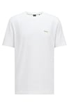 BOSS Mens Tee Stretch-Cotton T-Shirt with Contrast Logo White