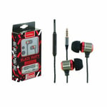 Noise Isolating Super Bass Metal Red 3.5mm Plug In-Ear Earphones Headphones MIC