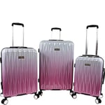 Juicy Couture Women's Lindsay 3-Piece Hardside Spinner Luggage Set, Silver Fuchsia