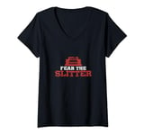 Womens Funny Fear The Slitter For Slitting Machine Slitter Rewinder V-Neck T-Shirt