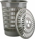 Plastic Laundry Basket Washing Clothes Hamper Bin Storage With Lid 60L Large