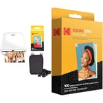 KODAK Step Wireless Mobile Photo Printer (White) Go Bundle & 2"x3" Premium Zink Photo Paper (100 Sheets) Compatible with PRINTOMATIC, Smile and Step Cameras and Printers, White