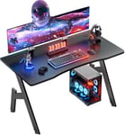 HLFURNIEU 100 x 50 cm Bureau Gaming, Bureau Gamer Informatique Ergonomique, Table Gaming en Fibre de Carbone, Gamer Desk Noir