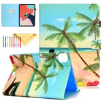 New iPad Pro 11 Case 2021/2020/2018 with Pencil Holder - Uliking [Full Body Protection + Apple Pencil Holder + Auto Wake/Sleep], Soft TPU Back Cover Kids for iPad Pro 11" 3rd/2nd/1st Gen, Beach Tree