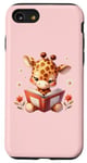 Coque pour iPhone SE (2020) / 7 / 8 Girafe rose lisant un livre sur le thème de la forêt enchantée