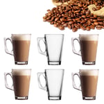 Latte Glass 240ml for Tea Cappuccino Glasses Tassimo Costa Coffee Cups Mugs x6