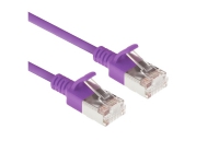 ACT Purple 0.15 meter LSZH U/FTP CAT6A datacenter slimline patch cable snagless with RJ45 connectors