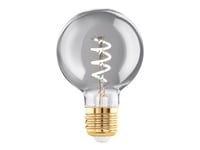 Eglo - Led-Glödlampa Med Filament - Form: G60 - E27 - 4 W (Motsvarande 11 W) - Varmt Vitt Ljus - 2000 K - Transparent, Black Smoke