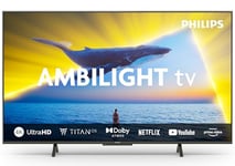 Philips Ambilight 65PUS8109 Smart TV LED 4K - Écran 65 Pouces avec Plate-Forme Pixel Precise Ultra HD, Titan OS et Son Dolby Atmos, Fonctionne avec l’Assistant Vocal Alexa et Google - Chrome satiné