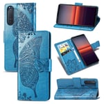 TOPOFU leather Case for Sony Xperia 5 II, [Kickstand & Card Slots] Premium PU/TPU Flip Case Magnetic Wallet Book Style Full Protection Case for Sony Xperia 5 II(Blue)