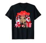 Greyhound Valentines Day Dog Hearts balloons Flowers T-Shirt