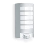 Steinel Outdoor Wall Light L 12 S, 180° Motion Detector up to 10 m range - Robust Weatherproof Aluminium Outdoor Light E27 max. 60 Watts - Porch Light in Silver