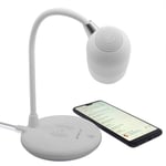 Groov-e Apollo LED Lamp with Wireless Charging Pad & Bluetooth Speaker - White