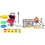 Play-Doh Kitchen Creations Grill 'n Stamp Playset for Kids 3 Years and Up & Kitchen Creations Pizza Oven Playset with 6 Cans of Modeling Compound and 8 Accessories