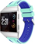 Simpleas Watch Strap compatible with Fitbit Ionic, Soft Silicone Narrow Slim Sport Replacement Wristband for Smart Watch (Mint Green Blue)