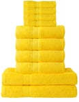Daily Use Yellow 10 Piece Bath Towel Hand Towels Face Towel Bale Set - 500 GSM 100% Cotton, Soft Feel, Quick Dry, Highly Absorbent, Oeko-Tex Standard 100, Bathroom Accessories (Bumble Yellow)