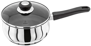 Judge Vista J207A Stainless Steel Non-Stick Large Saucepan 20cm 2.1L, Shatterproof Vented Glass Lid, Induction Ready, Oven Safe, 25 Year Guarantee