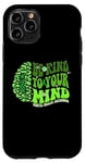 Coque pour iPhone 11 Pro Be kind To Your Mind Green Ribbon Brain Retro Groovy Woman