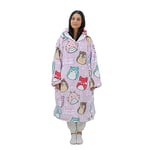 Character World Hugzee Oversized Wearable Hooded Fleece | Super Warm and Cosy Sherpa Lined, Squishmallows Design | Perfect For Teens, Women and Men, One Size Suggested Height 110cm+