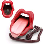 Asiawill Novelty Tongue Stretching Sexy Lips Mouth Corded Desk Home Retro Phone Telephone (Red)
