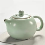 JFCXBSSL Tea Pots With Infuser 12 * 7.5Cm Green Ceramic Tea Pot Vintage Office Kettle Handmade Household Teapots 210Ml