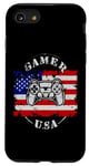 Coque pour iPhone SE (2020) / 7 / 8 Gamer Drapeau des États-Unis Jeux vidéo Vêtements de jeu pour homme et femme