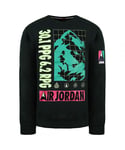 Nike Air Jordan Long Sleeve Crew Neck Black Pullover Mens Sweaters CT3492 010 Cotton - Size 2XL