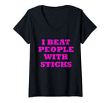 Womens Ice Field Hockey I Beat People - Kids Girl Clothes & Gifts V-Neck T-Shirt