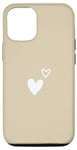 iPhone 12/12 Pro White Minimalist Heart Aesthetic Tan Cute Hand Drawn Love Case