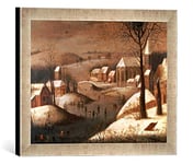 Kunst für Alle 'Image encadrée de Pieter Brueghel Le Jeune Paysage d'hiver avec Oiseau en Cas d'art dans Le Cadre de Haute qualité Photos Fait Main, 40 x 30 cm, Argent Raya