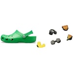 Crocs Unisex's Classic Clog, Grass Green, 12 UK Unisex's Get Swole 5 Pack Shoe Charms, Multicolor, One Size
