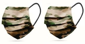 2-PACK Tvättbart Munskydd Camo Green