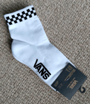 VANS CUSHIONED Quarter Socks WHITE Black Check 4-7.5 (36.5-41) OFF THE WALL