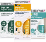 Betteryou Energy Boost Pack: Vitamin B12 + Vitamin Dlux4000 + Iron 10 Oral Spray