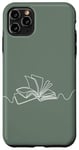 iPhone 11 Pro Max Minimal Book Line Art For Bookworm On Sage Green Case