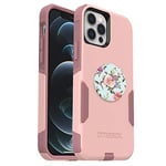OtterBox Bundle COMMUTER SERIES Case for iPhone 12 & iPhone 12 Pro - (BALLET WAY) + PopSockets PopGrip - (RETRO WILD ROSE)