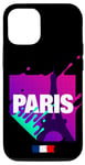 Coque pour iPhone 14 Pro Cool Paris Style, Paris Splash Colors Illustration Fashion