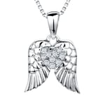 Jools by Jenny Brown Sterling Silver Pave Wings Pendant, Rhodium