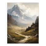 The Alps Path Switzerland Mountains A Panoramic Landscape Painting Extra Large XL Wall Art Poster Print